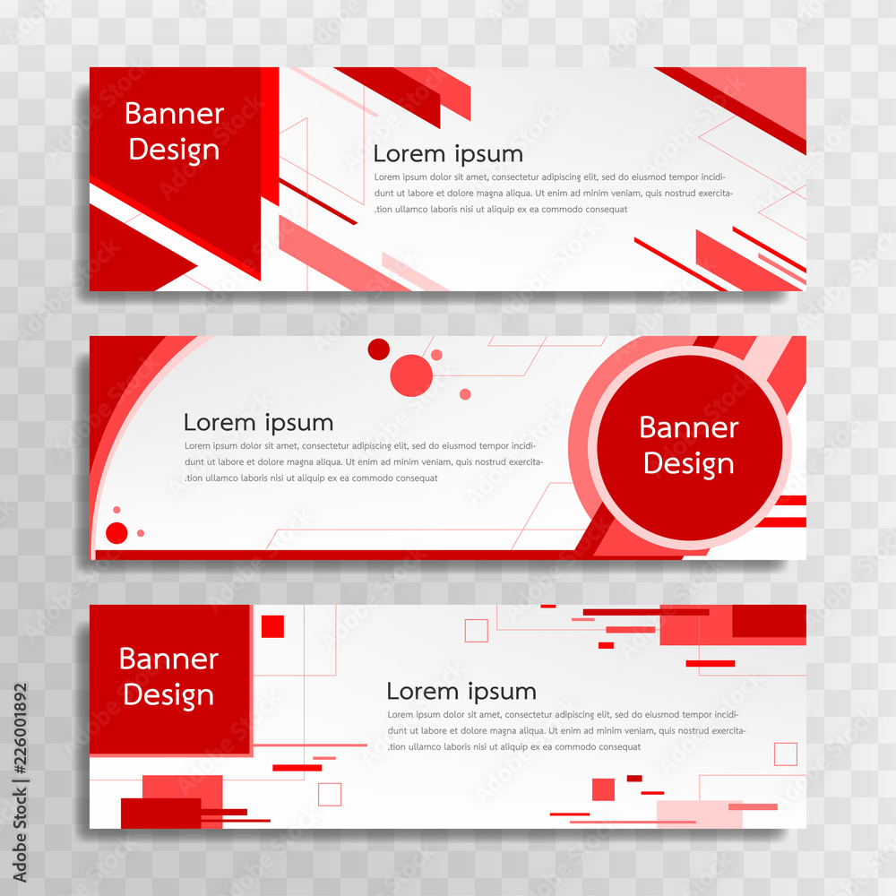 Canvas Prints vector red banner template design with 3 designs.