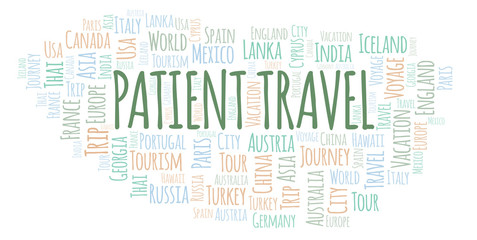 Obraz premium Patient Travel word cloud.