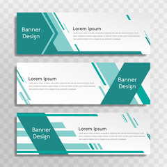 Vector green banner template design with 3 designs.
