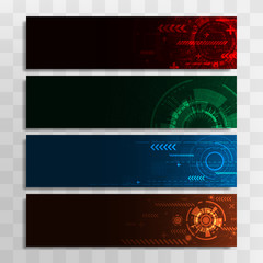 Vector banner design template in the form of a total of 4 technologies.