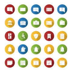UI/UX flat design long shadow glyph icons set