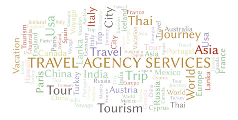 Obraz premium Travel Agency Services word cloud.