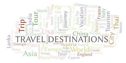Travel Destinations word cloud.