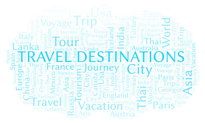 Fototapeta premium Travel Destinations word cloud.