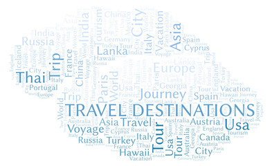 Obraz premium Travel Destinations word cloud.