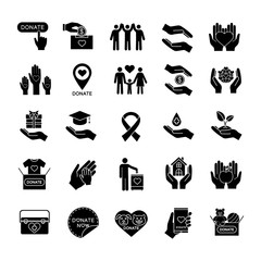Charity glyph icons set