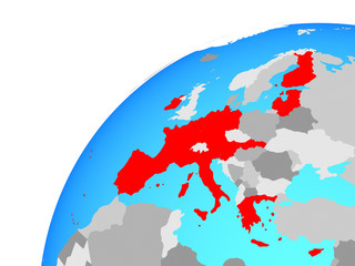 Eurozone member states on globe