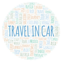 Fototapeta premium Travel In Car word cloud.