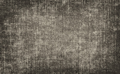 vintage black and white grunge background with canvas or burlap texture