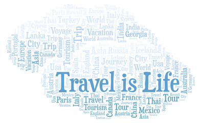 Travel Is Life word cloud.