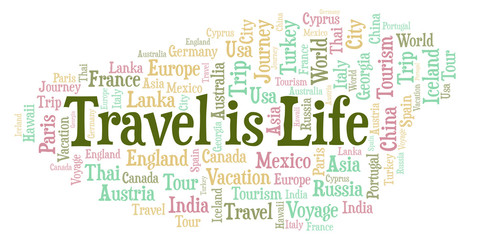 Travel Is Life word cloud.