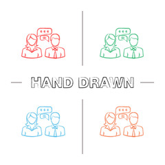 Business chat hand drawn icons set