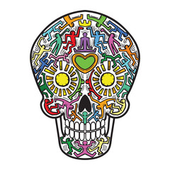 Mexican Calavera Skull street art theme
