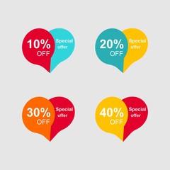 Discount tag with special offer sale sticker. Promo tag discount offer layout. Sale label with advertise offer design template. Sticker sign price isolated modern graphic style vector illustration.