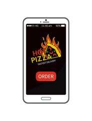 Hot Pizza Fastest Delivery Vector Illustration
