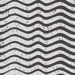 Seamless geometric vector monochrome pattern with waves and texture for wrapping paper and fabric design