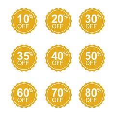 Discount tag with special offer sale sticker. Promo tag discount offer layout. Sale label with advertise offer design template. Sticker sign price isolated modern graphic style vector illustration.