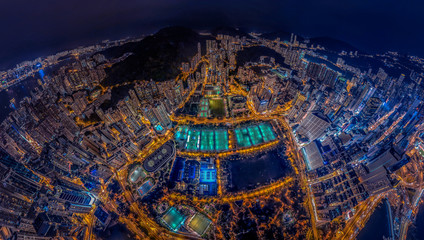 Aerial view of Hong Kong Cityscape at night