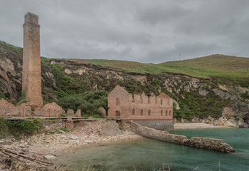 The abandoned, derelict ruins of Porth Wen brickworks, Anglesey.