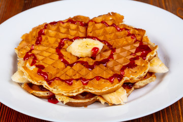 Waffle with banana