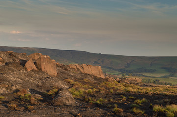 The scorched landscape of The Roaches, Staffordshire after a wildfire in the Peak District National Park