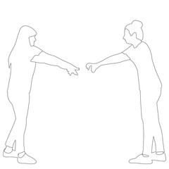 sketch of a girl pulling her hands