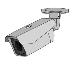 on white background, security camera