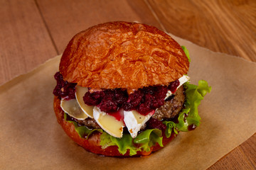 Burger with beef and brie