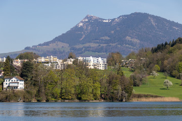 view of the beatiful lake lucerne switzerland europe calm peaceful summer sunny day