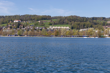view of the beatiful lake lucerne switzerland europe calm peaceful summer sunny day