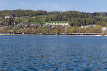 view of the beatiful lake lucerne switzerland europe calm peaceful summer sunny day