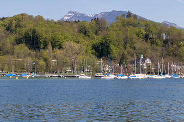 view of the beatiful lake lucerne switzerland europe calm peaceful summer sunny day