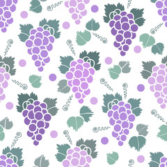 Scandinavian style purple grapes seamless pattern design