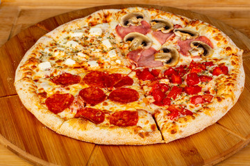 Pizza assortie with meat