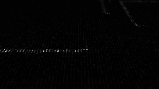 3d render abstract background with binary digits. Zero and one digits. Random change of digit value. Technology programming concept.

