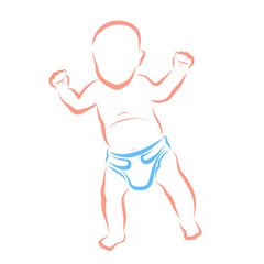 Little baby taking first steps, childhood and development