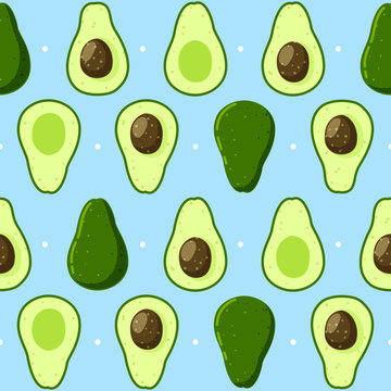 Seamless pattern with green avocado