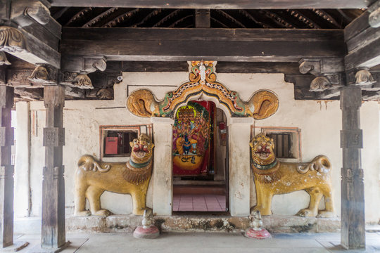 Interior of Embekka Devalaya (Embekke Devale) temple near Kandy, Sri Lanka