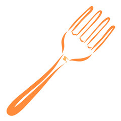 Cutlery, orazhevaya fork, sketch, silhouette smooth lines