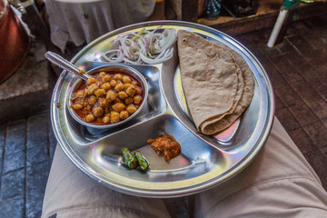 Thali plate, street food in Kolkata, India