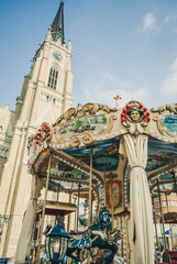 Naklejka premium Vintage merry-go-round carousel