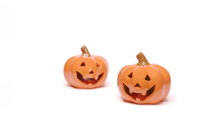 Pumpkins Face for Decorate Halloween on White Background