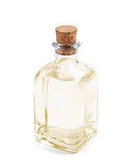 bottle with massage oil isolated on white background