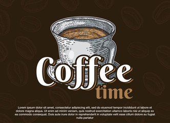 Coffee Color Hand Drawn Collection. Vector Sketch Illustration Set With Coffee Maker, Kettle, Cups