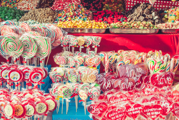 Novi Sad, Serbia - February 12, 2018: Sweets at the fair, Serbia