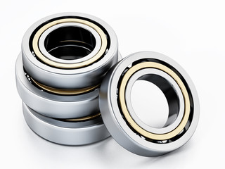 Ball bearings isolated on white background. 3D illustration