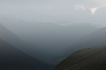Cloudy sunset in the mountains of Valle de Aran