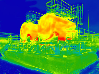 Infrared image of two tanks