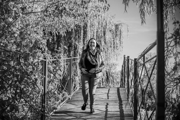 Pretty girl from next door, portrait of happy beautiful nice plus size xl woman in romantic mood outdoors. Positive emotions. Lifestyle concept, charming simple plump lady life 
