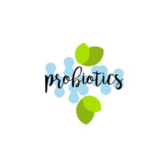 Probiotics logo. Bacteria logo. Concept of healthy nutrition ingredient for therapeutic purposes. Simple flat style trend modern logotype graphic design isolated